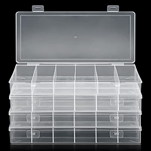 Image of 4 Pack 6-Grids Plastic Fishing Tackle Bait Hooks Storage Box Mascara Brushes Container Plastic Storage Organizer Container for Crafts, Beads Earrings