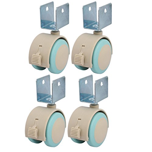 Aexit 4pcs 25mm Civil Equipment Hardware Accessories PU U Bracket Crib Swivel Caster Wheel w Brake Model:90as287qo287