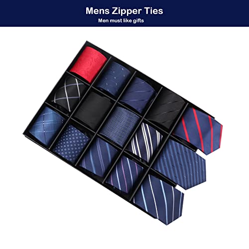 Image of Mens Ties, Mens Zipper Ties Neckties for Men, Silky Zip Up Ties, Men's Pretied Ties Set