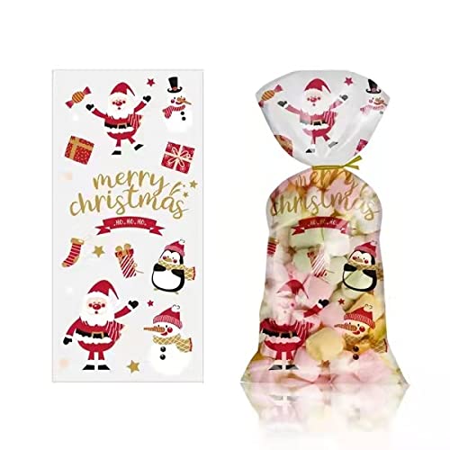 50 pezzi sacchetto regalo di Natale sacchetti di plastica trasparenti per regali caramelle biscotti Natale casa/negozio venda sacchetti regalo biscotti  15