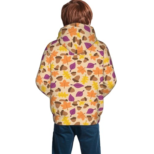 Acorn Autumn Fall Leaf Leaves Kid Hoodies Boys Sweatshirts Girls Pullover with Pocket4