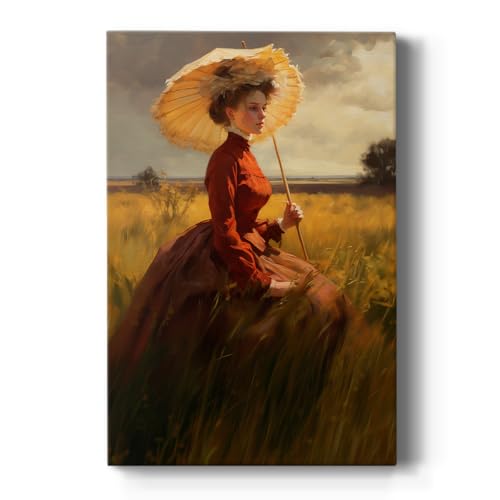 Renditions Gallery Canvas Wall Art Paintings for Home Portrait of a Woman in Red Dress Abstract Decorations for Lounge Drawing Room Balcony - 12" X 18" LT565