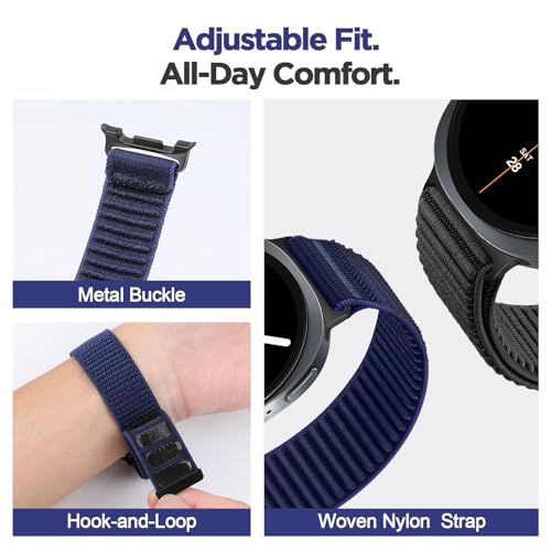 Image of Nylon Loop Straps Compatible with Samsung Galaxy Watch 8 Strap 40mm 44mm, Fabric Sport Bands for Galaxy Watch 8 Classic Band 46mm, No Gap Wristband with Metal Connector