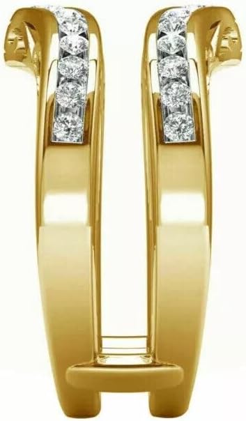 Drizzle Jewels 14k Yellow Gold Finish 2Ct Round Cut Lab Created Diamond Wrap Enhancer Guard Wedding Ring