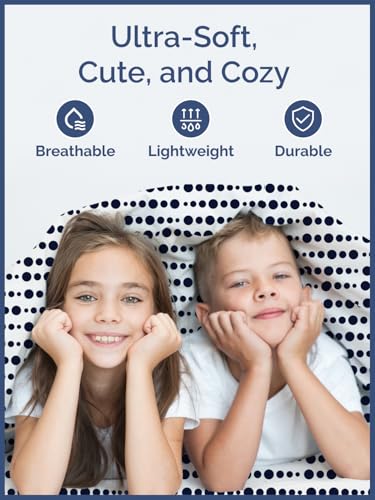 Image of Kids Full Size Blue Dots Bed Sheets - 4 Piece Kids Blue Dots Sheet Set