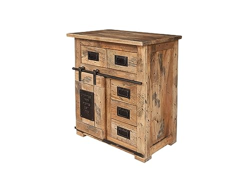 Commode Industrielle - Fer et Bois Massif de manguier laqué (Bois Naturel) - Railway #111