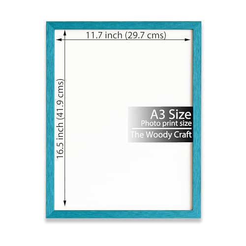 Image of A3 Size Photo Frame | Stylish Blue Photo Frames For Wall Decor | Wall Frames To Enhance Your Room | Durable Wooden Frame | Hanging Photo Frame (11.7x16.5 inch, Blue)