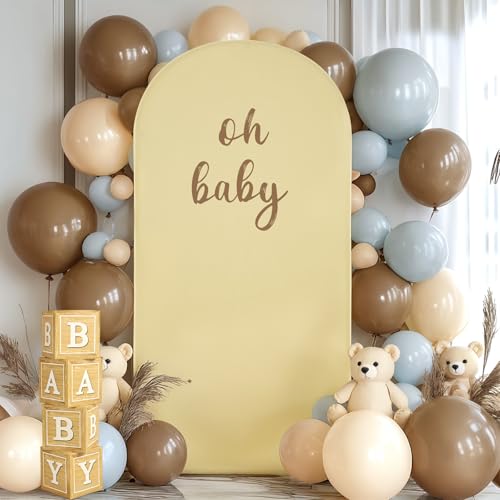 Image of Khaki Arch Backdrop Cover 6.6FT Spandex Fitted Wedding Arch Stand Covers Round Top Chiara Arch Covers Stretchy Backdrop for Birthday Party Ceremony Banquet Decoration