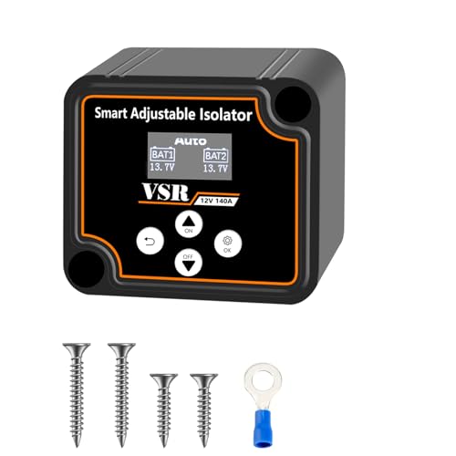 Adjustable Dual Battery Isolator with Voltage Display, 12V 140Amp...