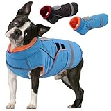 SUNFURA Dog Coats for Medium Dogs, Dog Winter Coat with Fleece Lining for Cold Weather, Warm Dogs Puffer Jacket Reflective Snowsuit with Leash Hole for Jack Russel, Boston Terrier, Turquoise M