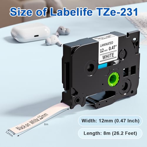 10 Pack Replace for Brother TZe-231 P Touch Label Maker Tape TZe TZ Tape 12mm 0.47 Laminated White TZe231 Compatible with Brother Ptouch PTH110 PT-D210 PTD600 PTD400AD PT-1290 Labe image 8