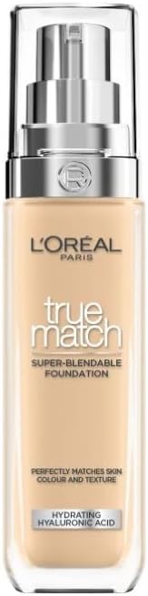 L'Oréal Paris Foundation for Face, Skincare Infused with Hyaluronic Acid, True Match Hydrating Liquid Foundation for All Skin Tones, SPF 16,3.5N Neutral Neutre, 30 ml
