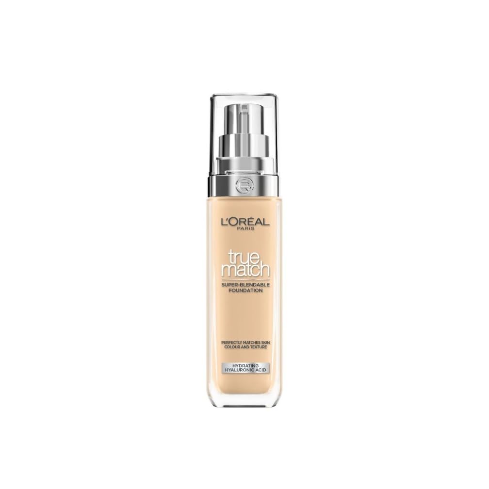 L'Oréal Paris Foundation for Face, Skincare Infused with Hyaluronic Acid, True Match Hydrating Liquid Foundation for All Skin Tones, SPF 16,3.5N Neutral Neutre, 30 ml