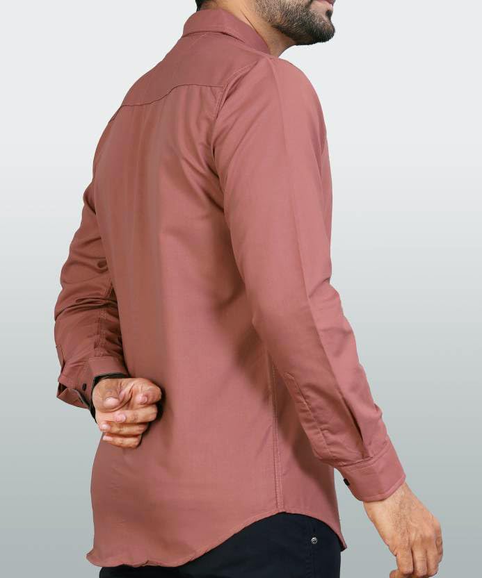 Image of CB-COLEBROOK Men's Regular Fit Solid Soft Touch Cotton Casual Shirt with Pocket Design with Spread Collar & Full Sleeves (Available in Plus Size)