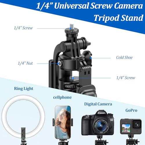 MAPLEPARTY 80\" Phone Tripod, Tripod for iPhone & Selfie Stick Tripod Stand with Remote 2 Lights, All-in-1 360° Rotating Portable Travel Phone Tripod Stand for iPhone Cell Phone Android Camera,Black
