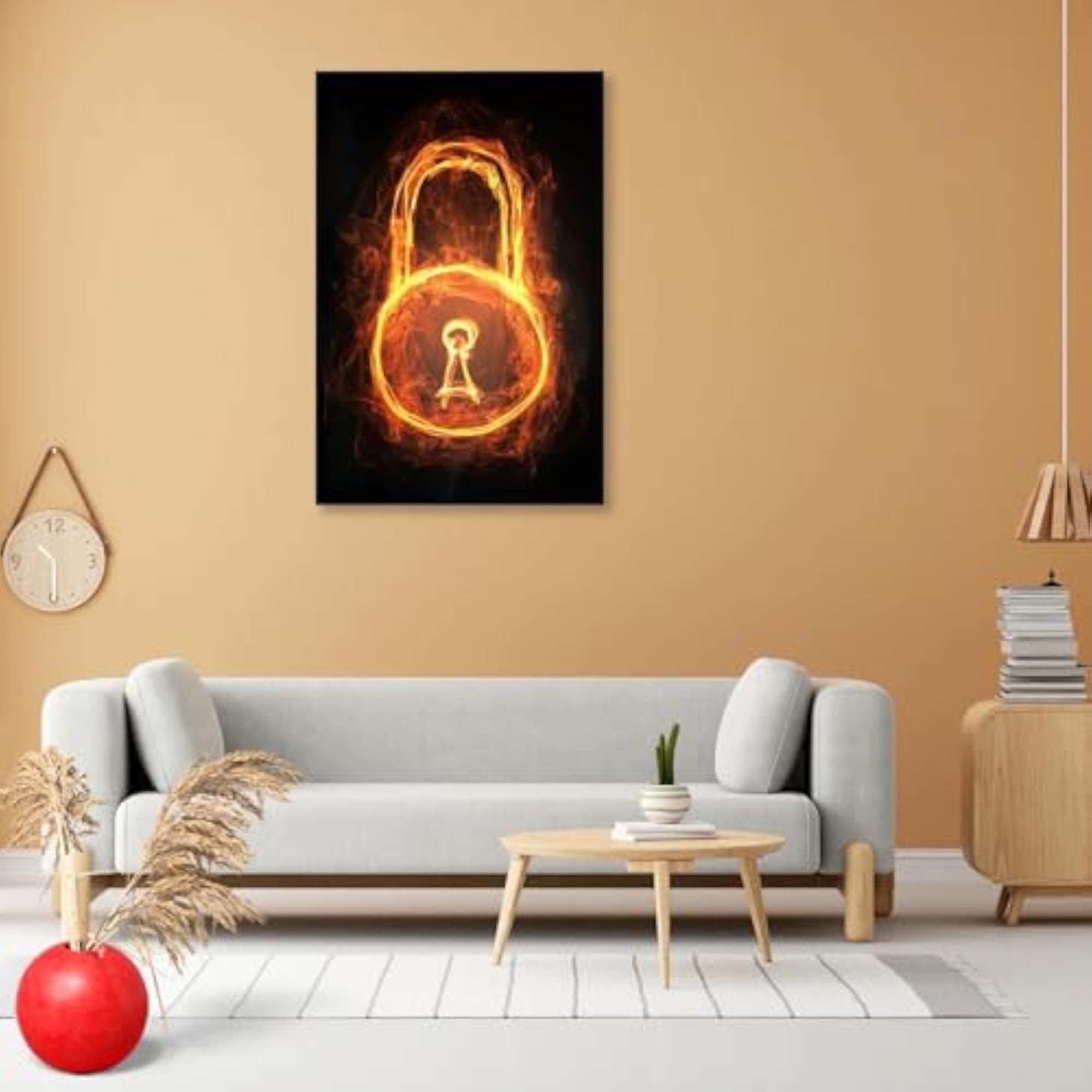 Glowing Light Lock Sign Peel & Stick Vinyl Wall Sticker