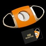 Wudytim Stainless Steel Cigar Cutter with Gift Box,Double Blade for a Precise Perfect Cut(Orange Gold)