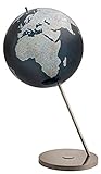 266008 Columbus BLACK SERIES: Black Series Sonderkartenbild, politisch, OID-Code, Durchmesser 60 cm, handkaschiert auf Acrylglaskugel, Edelstahlstrebe, Meer dunkelblau, Beschriftung silber