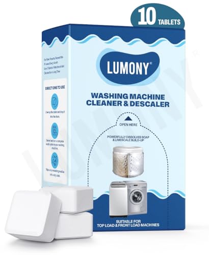 Image of LUMONY | Washing Machine Cleaner & Descaler Tablets | 10 Tablets | Removes Powerfully Dissolves Soap & Limescale Bulid-Up | Used for Front Load & Top Load | Protects Clothes from Residue Damage