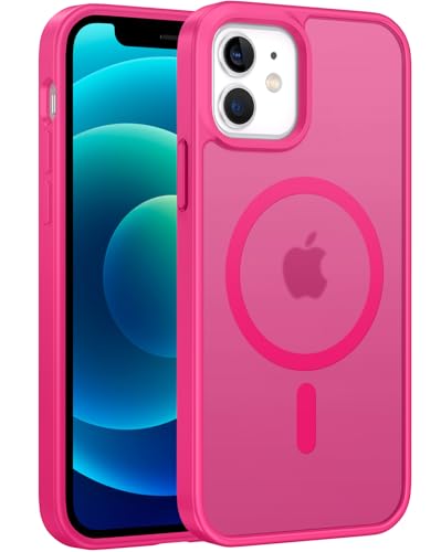 Fntcase LHL-US-HOT PINK-G-PYCXYCX-IPH12-07 For Iphone 12 Phone Case: Magnetic Matte Textured Military Grade Drop Protection Translucent Cell Phone Cover - Slim Rugged Durable Shockproof Protective Bumper Cases- 6.1 Inches cover