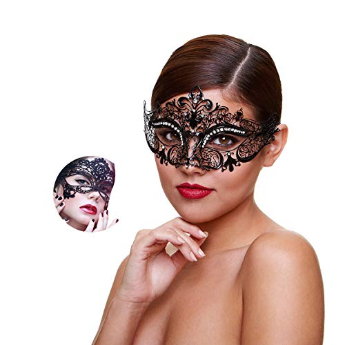 Masquerade Mask for Women Shiny Rhinestone Venetian Party Prom Ball Metal Mask