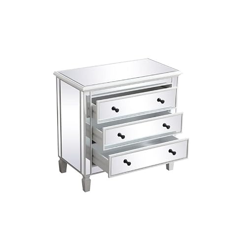 Elegant Decor 33 Inch Mirrored 3 Drawer Chest In Antique White #TOP4