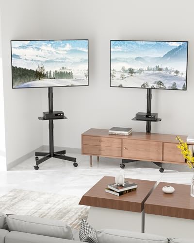BONTEC Mobile TV Stand with Tilt Function, Rolling TV Cart for 23"-60" TVs — view 8