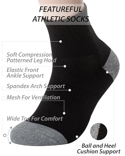 Image of Pro Mountain Wide Toe Box For Health Cotton Compression Ankle Socks Athletic Hiking Mesh Quarter Length No Logo