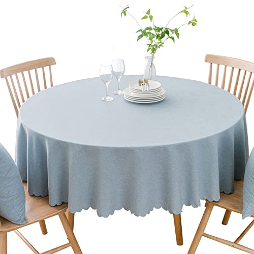 Image of Jeloris Round Waterproof Tablecloth Spill-Proof and Stain Resistant Table Cloth Wrinkle Free Washable Decorative Fabric Table Cover for Kitchen, Dining, Parties, Buffet, Wedding(55 inch, Light Blue)