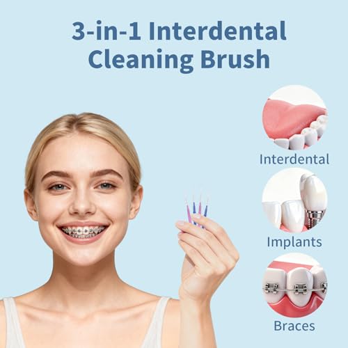 Image of GENKENT Interdental Brushes for Braces 64 Pieces, Interdental Brushes Between Teeth for Braces Flossers (2 Sizes)