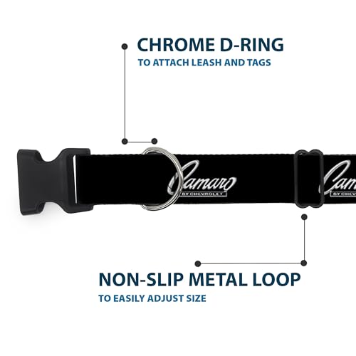 Collier Chien Camaro 1969 Chevrolet Anti-Frottement Largeur 3,8 cm Ajustable Noir Argent - 6
