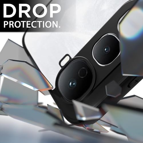 Image of AIBEX Back Cover for Vivo Y400 Pro 5G | Shockproof Transparent Case with TPU Camera Lens Guard | Slim Hybrid Armor Non-Yellowing Polycarbonate Cover - Black Edges