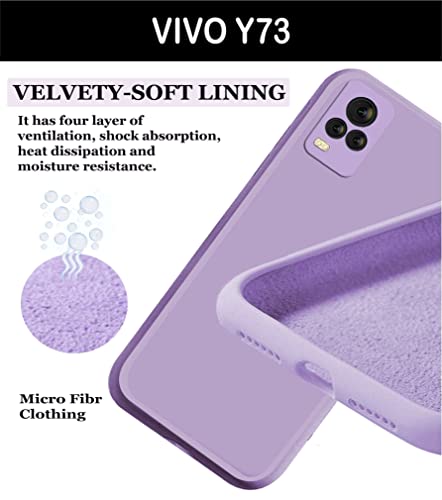 Image of A rtistque Liquid TPU Silicone Matte Shockproof Flexible with Camera Protection Soft Back Cover Case for Vivo Y73 - Purple