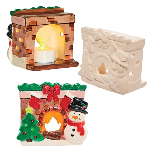 Baker Ross FX793 Portacandelitas de Cerámica para Chimenea - caja de 3, Decoración Navideña Artes y Manualidades para Niños