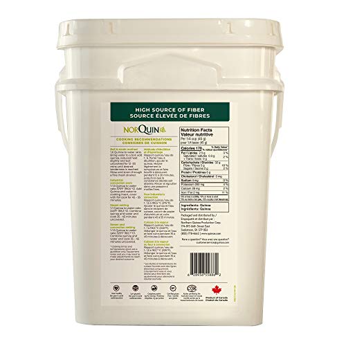 NorQuin Golden Quinoa Pail 252 Servings / 25 lbs - Big Bulk Bucket Great For Food Storage, Restaurants & Wholesale - Perfect Rice & Grain Alternative - Kosher Certified, Gluten Free, Non-GMO