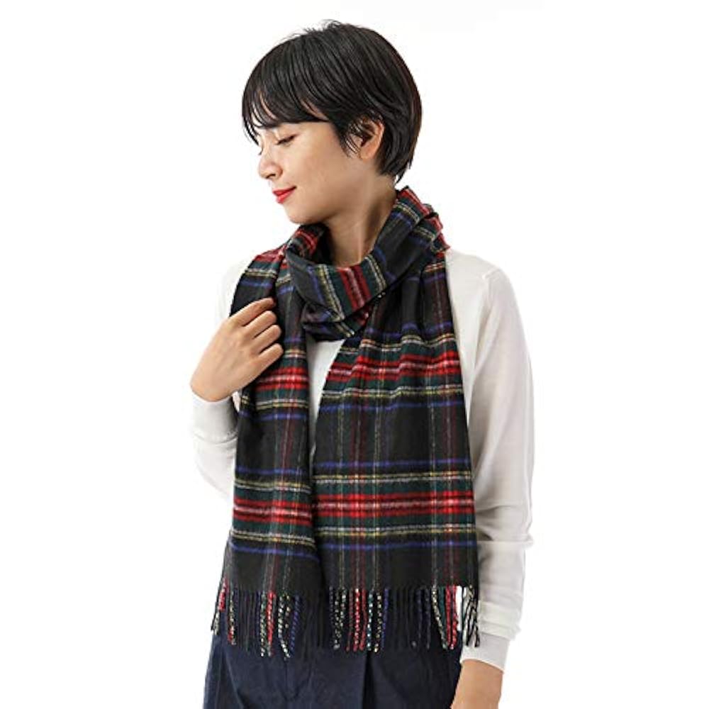 【未使用】ブラックレーベル ジョンストンズ マフラー チェック カシミヤ 100 Johnstons of Elgin JOHNSTONS ジョンストンズ マフラー