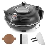 KLAIF Elektrischer Pizzaofen 420 °C, separat regelbare Ober- und Unterhitze, 31 cm Keramik-Pizzastein, inkl. 4-teiligem Pizzazubehör-Set, 1200 W, Modell LMC-Schwarz