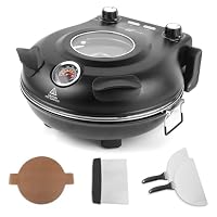 KLAIF Elektrischer Pizzaofen 420 °C, separat regelbare Ober- und Unterhitze, 31 cm Keramik-Pizzastein, inkl. 4-teiligem Pizzazubehör-Set, 1200 W, Modell LMC-Schwarz