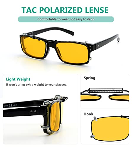 Image of Eyekepper 3-pack Polarized Clip on Sunglasses With Spring Draw Bar Grey /Brown /Green Lens 54 * 34MM