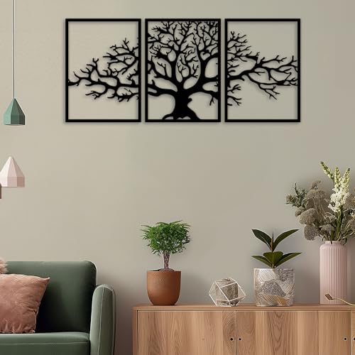 Vofstand ZQL-TREE Of Life Metal Wall Art - Black Metal Wall Decor Modern Wall Art For Living Room Bedroom Decor 3D Textured Sculptures cover