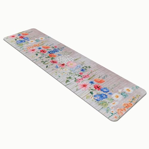 Comart, Tapis Austin, pour cuisine et couloir, tapis en polyester, imprimé, imperméable et antidérapant, décoration de fleurs, printemps, 50 x 230 cm, lavable en machine, résistant, fabriqué en Italie
