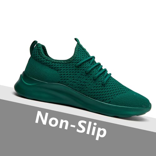 Running Shoes for Men Slip on Tennis Shoes Fashion Sneakers Lightweight Breathable Casual Walking Shoes Outdoor Workout Athletic Training Gym Trainer Sport Dark_Green Size 8.54