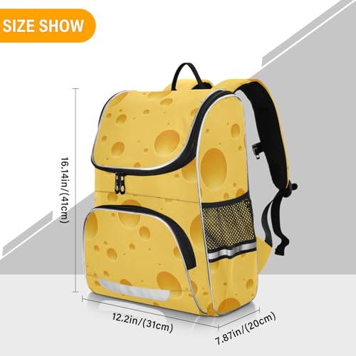 School Backpack Cheese Pattern Travel Hiking Large Capacity Causal Daypack Bookbag Bag Laptop Schoolbag with Reflective Tape for Boys Girls Adults3