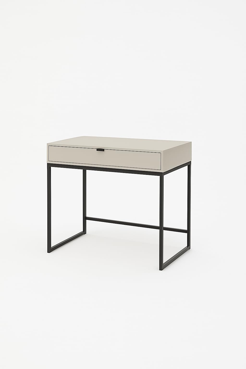 Stolik Konsolowy z Szufladą 80x50x76 cm – Toaletka do Makijażu, Kaszmir, Czarna Metalowa Rama, Konsola do Sypialni i Przedpokoju, Styl Loft