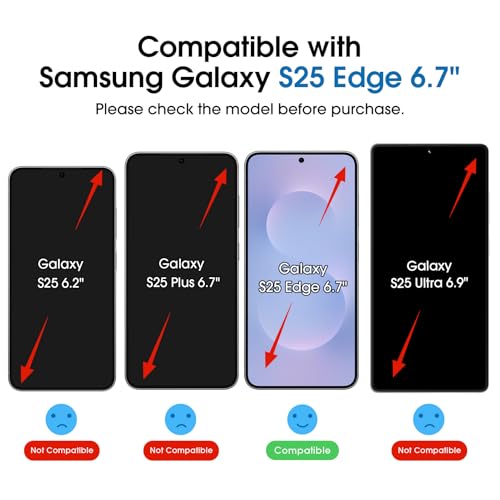 Image of amFilm Auto-Alignment OneTouch for Samsung Galaxy S25 Edge 6.7 inch Screen Protector + Camera Lens Protector, Tempered Glass, 30 Seconds Installation, Bubble Free, Case Friendly, Anti-Scratch [2+2 Pack]