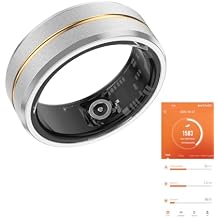 Fitness Tracker Smart Ring, Step Counter for Walking, Heart Rate Blood Oxygen Calorie Sleep Tracker Health Ring, IP68 Waterproof Design, Stainless Steel, 5-7 Days Battery Life