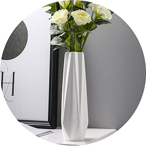 Flores de cerámica jarrón de Suelo Blanco decoración Alta jarrón Grande Mesa Marco Central decoración del hogar Sala de Estar Ramas de Flores decoración Simple (Color : White-b, S : 45cm/17.7inch)
