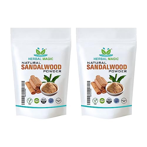 Herbal Magic's Pure And Natural Sandalwood Powder, Chandan Powder, Natural Face Mask,free from Additives & Preservatives - Premium Quality-50g(Pack Of 2)