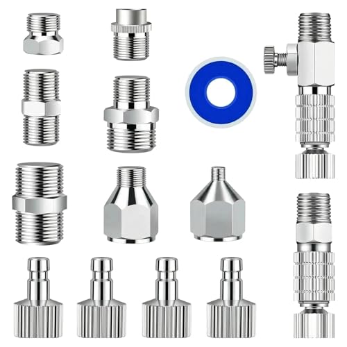 HUBEST 14pcs Multi-Size Airbrush Adapter Set, Quick Release Disconnect Couplers, Adapter Kit Fitting Connector for Air Compressor, Airbrush Hose