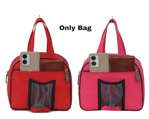 Image of STRONG LIFE Combo Polyester Tiffin School Office Picnic Work Lunch Bag for Kids with Bottle Holder Pack of 2 (Red+Pink)